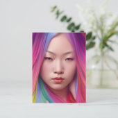 Carte Postale Femme Aux Cheveux Colorés (Debout devant)