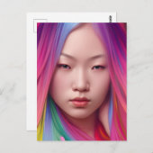 Carte Postale Femme Aux Cheveux Colorés (Devant / Derrière)