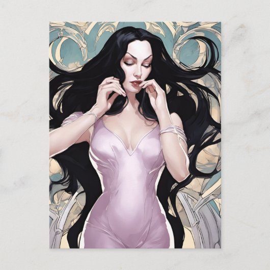 Carte Postale Femme Aux Cheveux Longues (Devant)