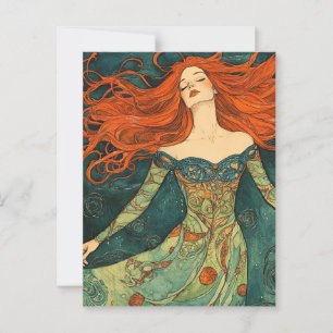 Carte Postale Femme Aux Cheveux Rouges