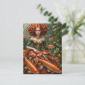 Carte Postale Femme aux cheveux rouges dans la mode des algues (Debout devant)