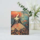 Carte Postale Femme aux cheveux rouges dans les modes à échelle (Debout devant)