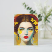 Carte postale Femme Aux Fleurs Jaunes (Debout devant)