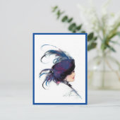 Carte Postale Femme aux oiseaux bleus (Debout devant)
