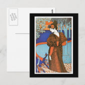 Carte Postale Femme aux paons - Louis Rhead (Devant / Derrière)