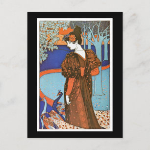 Carte Postale Femme aux paons - Louis Rhead
