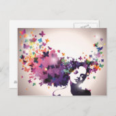 Carte Postale Femme aux papillons (Devant / Derrière)