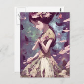 Carte postale Femme Aux Papillons (Devant / Derrière)