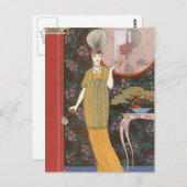 Carte Postale Femme aux roses couleur crème (Devant / Derrière)