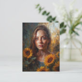 Carte Postale Femme Aux Tournesols (Debout devant)