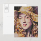 Carte Postale Femme avec casquette (Devant / Derrière)