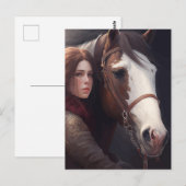 Carte Postale Femme Avec Cheval (Devant / Derrière)
