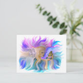 Carte Postale Femme avec cheval et papillon (Debout devant)