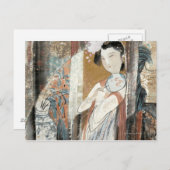 Carte Postale Femme avec Coiffure Florale (Devant / Derrière)