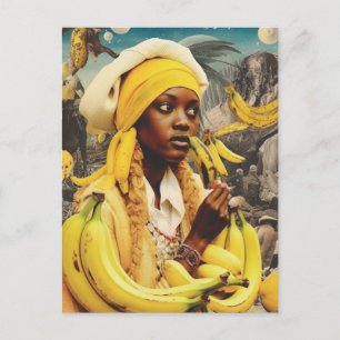 Carte Postale Femme Avec Collage De Fruits De Banane