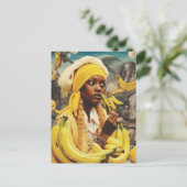 Carte Postale Femme Avec Collage De Fruits De Banane (Debout devant)
