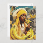 Carte Postale Femme Avec Collage De Fruits De Banane (Devant / Derrière)