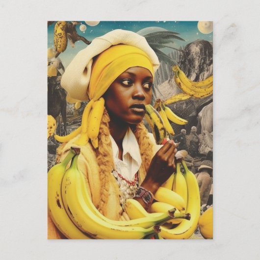 Carte Postale Femme Avec Collage De Fruits De Banane (Devant)