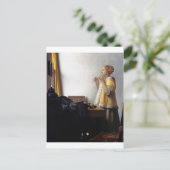 Carte Postale Femme avec collier de perles, Johannes Vermeer (Debout devant)