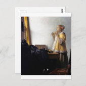 Carte Postale Femme avec collier de perles, Johannes Vermeer (Devant / Derrière)