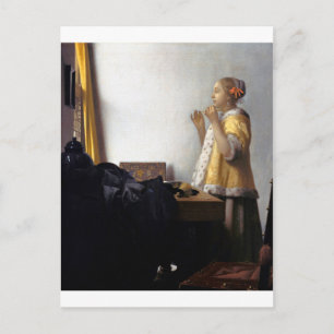 Carte Postale Femme avec collier de perles, Johannes Vermeer