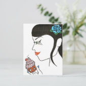 Carte Postale Femme avec Cupcake (Debout devant)