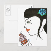 Carte Postale Femme avec Cupcake (Devant / Derrière)