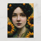 Carte Postale Femme avec des tournesols (Devant)