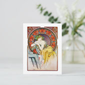 Carte Postale Femme avec du pavot, Mucha (Debout devant)