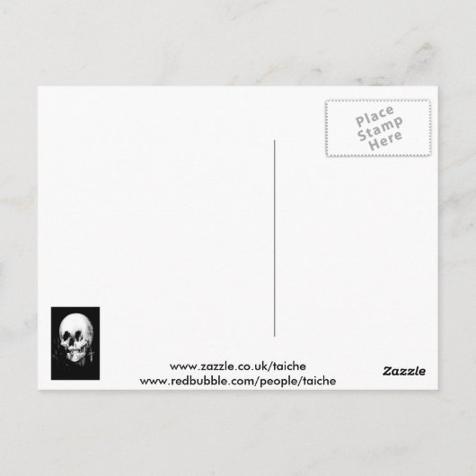 Carte Postale Femme avec Halloween Réflexion crâne en miroir (Dos)