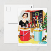 Carte Postale Femme avec la fête de Noël Boissons (Devant / Derrière)