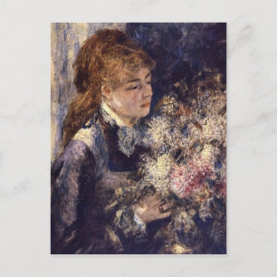 Carte Postale Femme avec Lilacs par Pierre Renoir