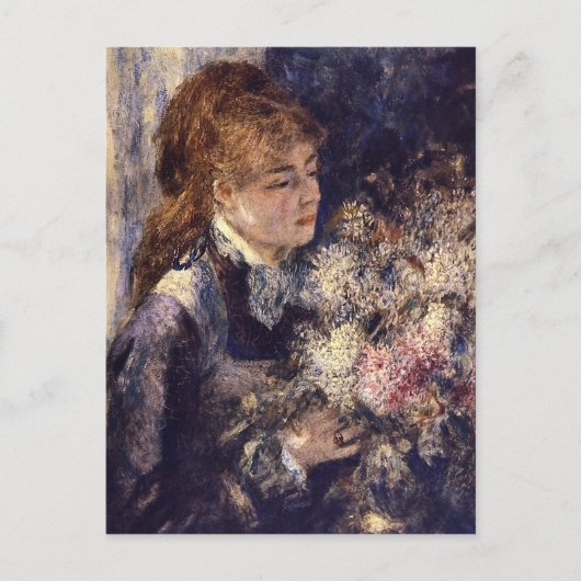 Carte Postale Femme avec Lilacs par Pierre Renoir (Devant)