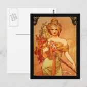 Carte Postale Femme avec Oragna Bouquet (Devant / Derrière)