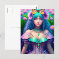 Femme avec papillon, poste