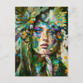 Carte Postale Femme avec perroquet, poste (Devant)