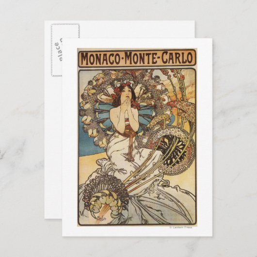 Carte Postale Femme avec plumes - PLM Railway Travel Poster (Devant / Derrière)