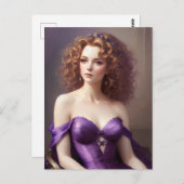 Carte Postale Femme Avec Robe Violette (Devant / Derrière)