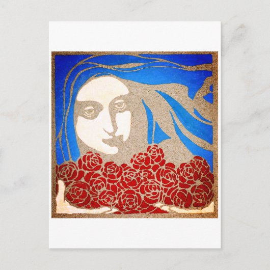 Carte Postale Femme avec rose (Devant)