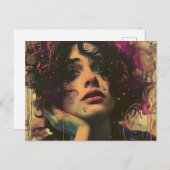 Carte Postale Femme avec sa main sur son visage (Devant / Derrière)