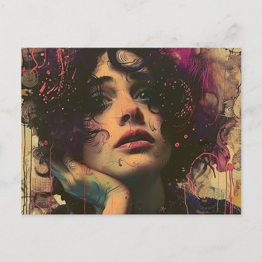 Carte Postale Femme avec sa main sur son visage (Devant)