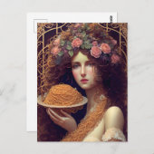 Carte Postale Femme Avec Spaghetti (Devant / Derrière)