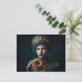 Carte Postale Femme avec un beignet (Debout devant)