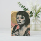 Carte Postale Femme avec un oiseau (Debout devant)
