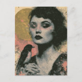 Carte Postale Femme avec un oiseau (Devant)