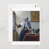 Carte Postale Femme avec un pot d'eau par Johannes Vermeer (Devant / Derrière)