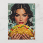 Carte Postale Femme avec un taco (Devant)