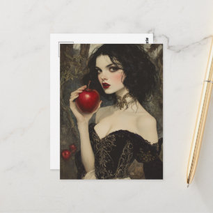 Carte Postale Femme avec une pomme rouge