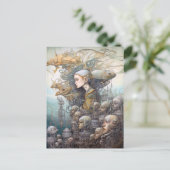 Carte Postale Femme & Bâtiment Avec Têtes Surreal Art (Debout devant)