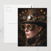 Carte Postale Femme Blonde Mode Steampunk (Devant / Derrière)